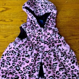 Toddler Girls Faux Fur Pink Leopard Vest with Matching Long Sleeve Shirt
